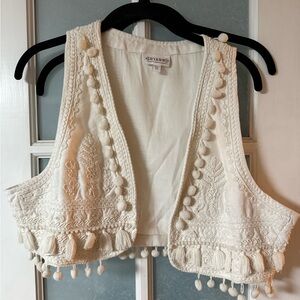 Shyanne Cream Embroidered Layering Vest